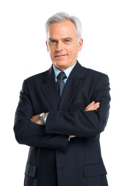 Portrait Of Senior Businessman With Hands Folded clipart