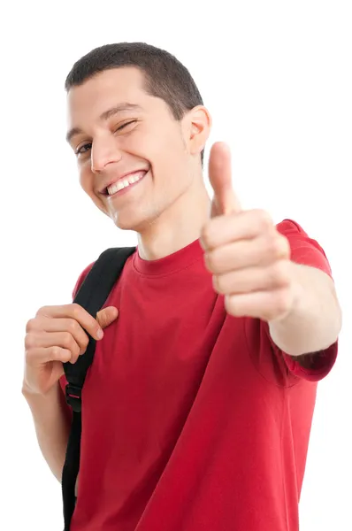 Feliz estudiante pulgar hacia arriba — Foto de Stock