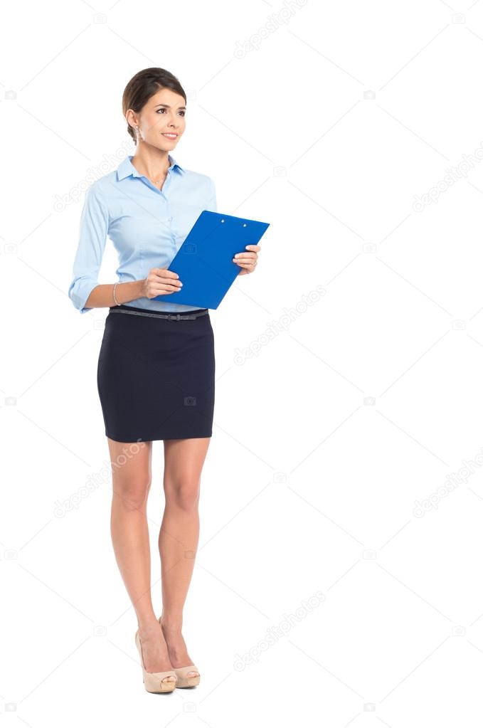 Businesswoman Holding Clipboard