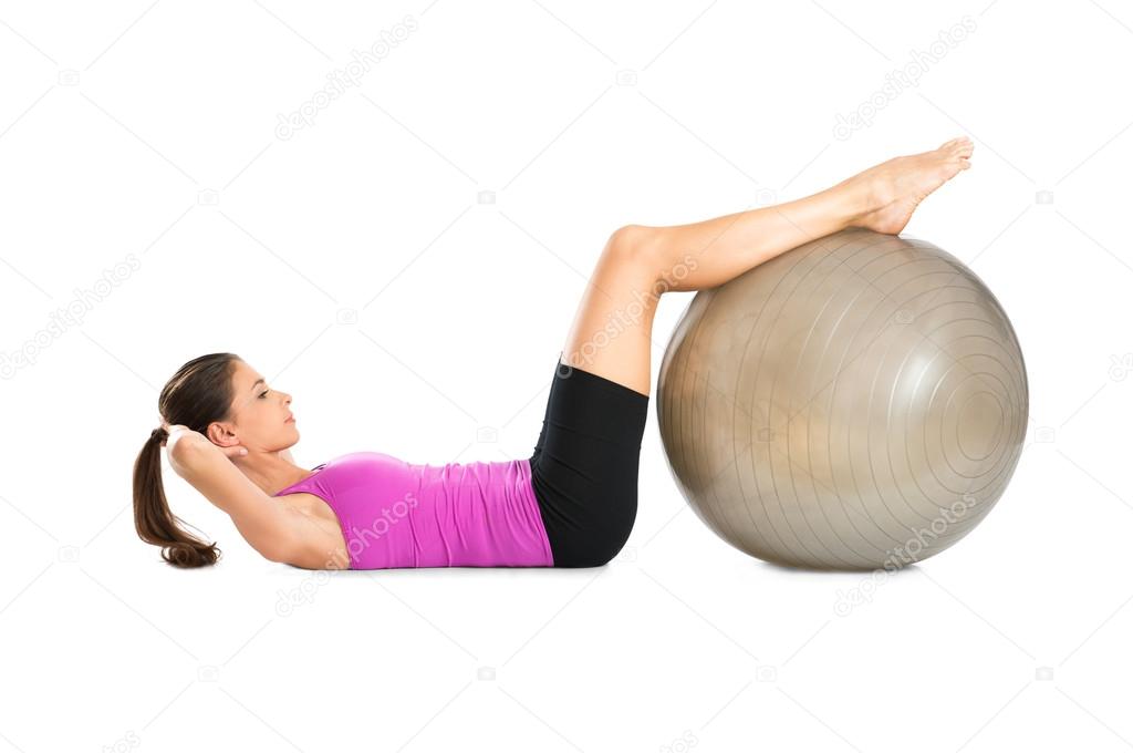 Woman Doing Crunches With Pilate Ball