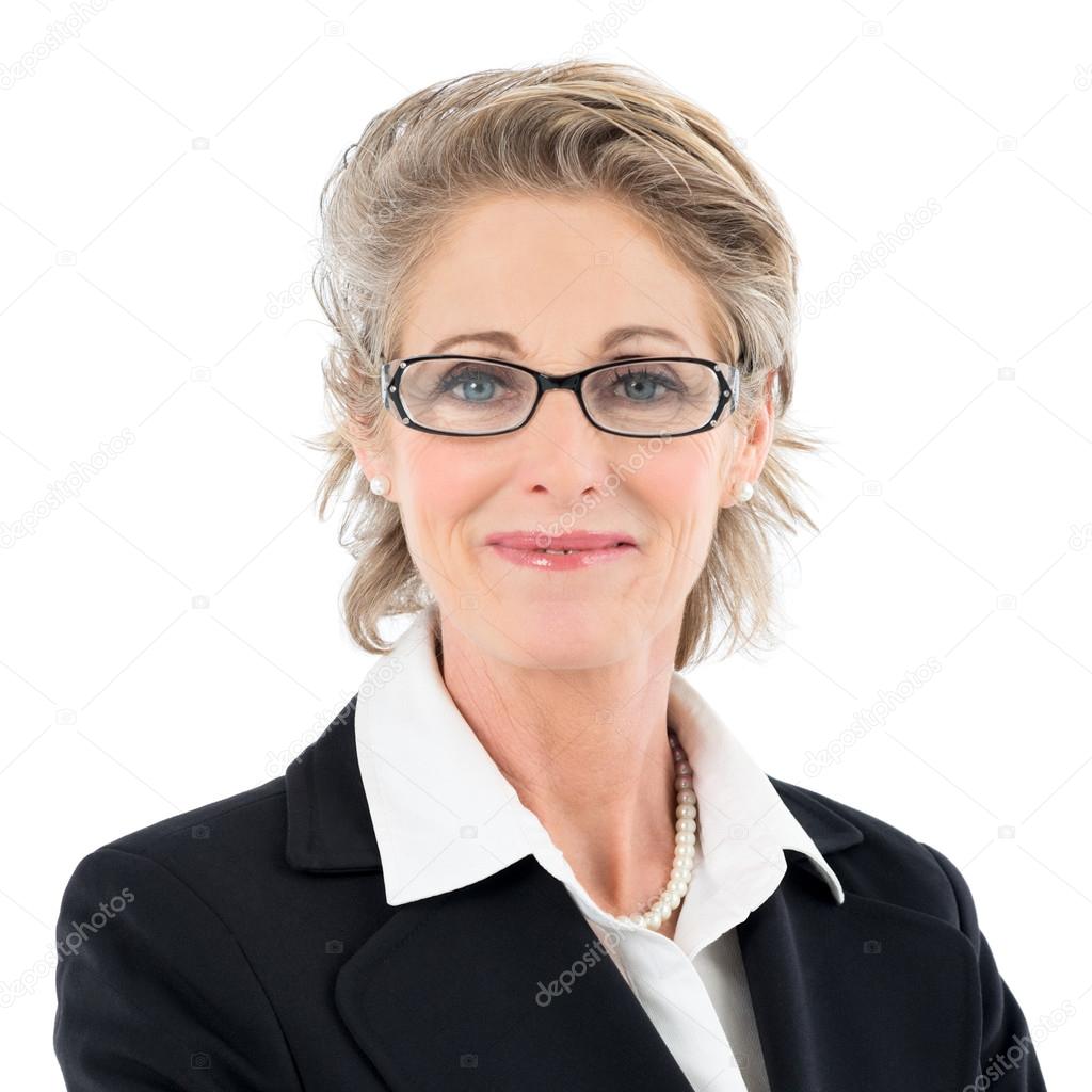 Happy Mature Woman With Glasses