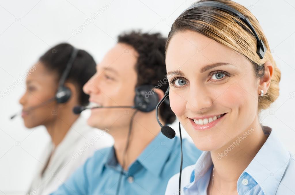 Happy Woman With Headsets