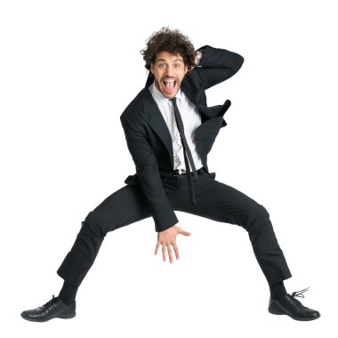 Excited Business man Jumping clipart