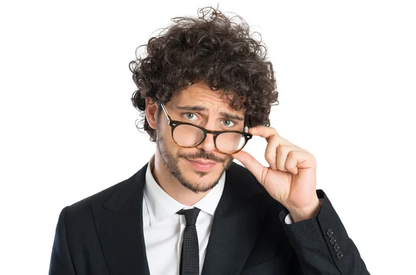 Jovem Empresário Contemplando — Fotografia de Stock