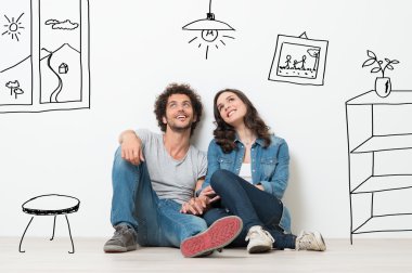 Happy Couple Dream New Home clipart