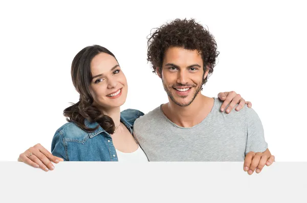 Couple With Blank Sign — Stock Photo, Image