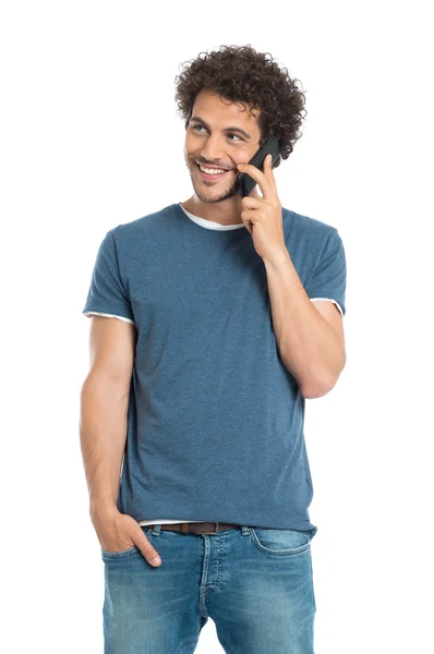 Uomo sorridente che parla sul cellulare — Foto Stock