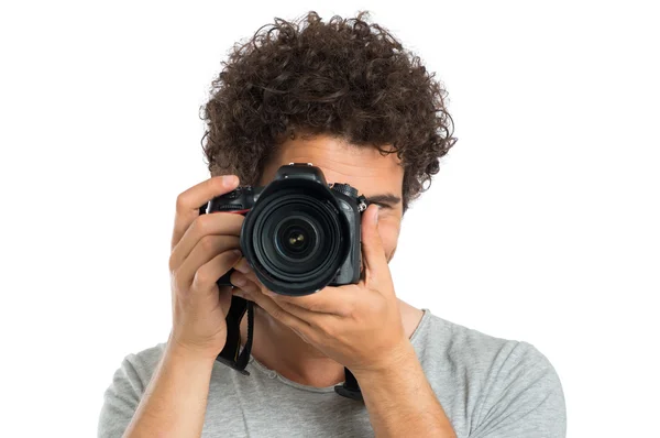 Adam alarak fotoğraf ile fotoğraf makinesi — Stockfoto