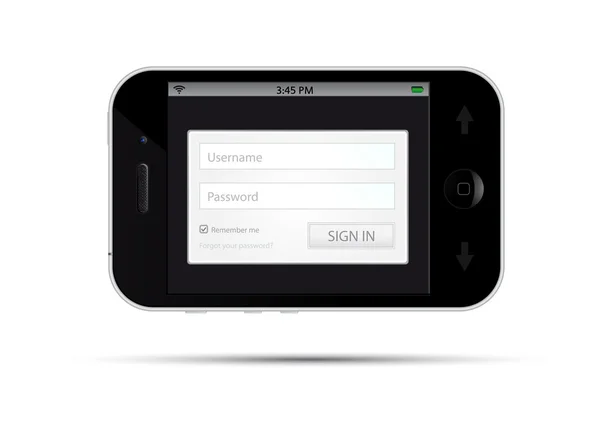 Interface de login no telefone inteligente — Vetor de Stock