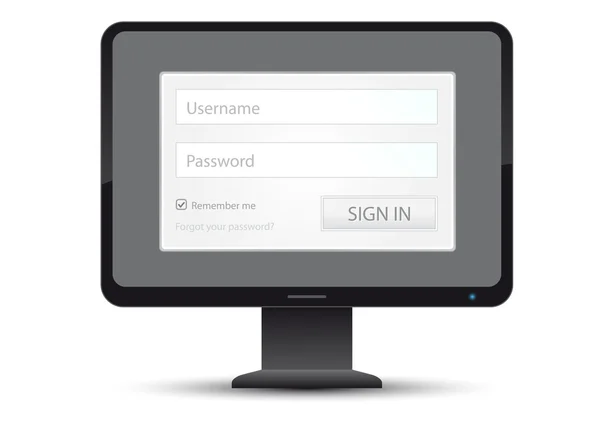 Interfaccia di login sul monitor del pc — Vettoriale Stock