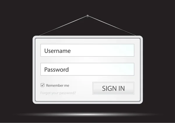 Plastic id-kaart met login interface bungelen op string — Stockvector