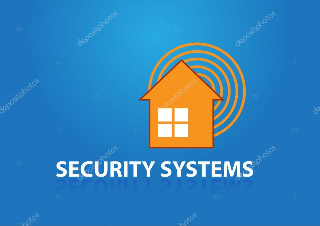 House with symbol alarm and text security systems