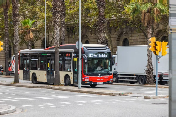 Barcelona Spanien September 2021 Blick Auf Den Öffentlichen Stadtbus Zentrum — Stockfoto