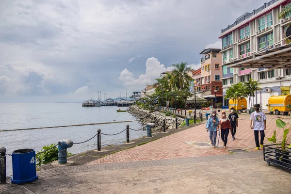 Sandakan Malásia Janeiro 2022 Porto Pequena Cidade Bornéu Calçadão Velho — Fotografia de Stock