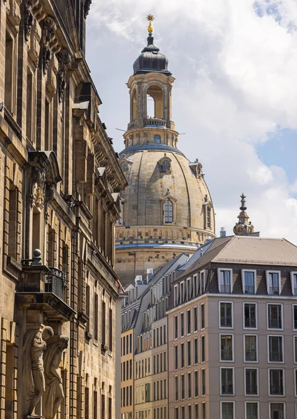 Dresden Germany June 2022 Woman Church Frauenkirche Saxony Capital Landmark — Stockfoto