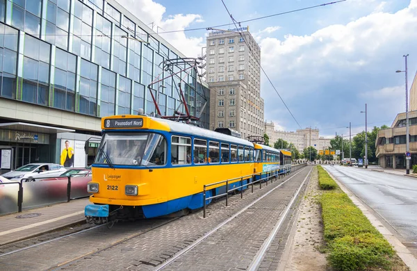 Leipzig Germany June 2022 Leipzig Tram Augustusplatz Stop Old Tram — Stockfoto