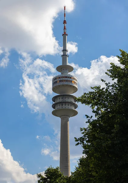 Munich Germany July 2022 Olympiaturm Olympia Tower Olympia Park Looking — Zdjęcie stockowe