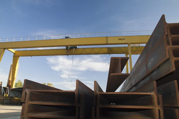 Yellow Gantry crane Stock Photo