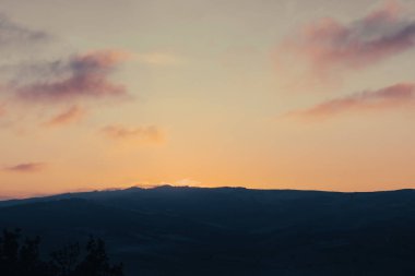 Beautiful view of Tuscany landscape and landmarks. Grapes fields and olive oil. From Montalcino to Montepulciano to Siena. Summer in Italy