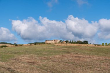 Beautiful view of Tuscany landscape and landmarks. Grapes fields and olive oil. From Montalcino to Montepulciano to Siena. Summer in Italy