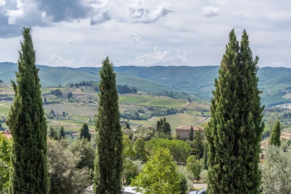 View Panzano Chianti City Architecture Landmarks Beautiful Town Tuscany Full — Stock Photo, Image