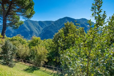 Güneşli bir günde Lugano şehrine yaratıcı açılardan bakmak. Lugano Gölü. Lugano. İsviçre. Canton Ticino. Yüksek kalite fotoğraf