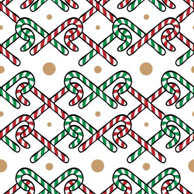  Çizgi film tarzında çaprazlanmış şeker kamışlarının Noel deseni