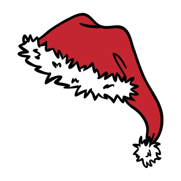 赤いサンタクロースクリスマスの帽子の漫画のイラスト — ストックベクタ