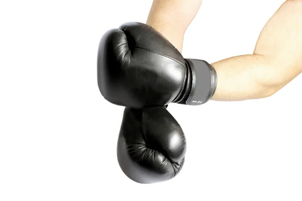 Ręce Rękawice bokserskie na białym tle — Zdjęcie stockowe