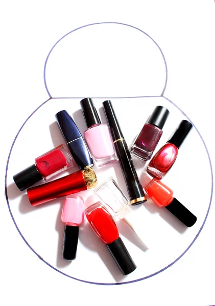 Contour bag with cosmetics — Stock Photo, Image