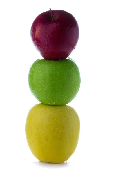 Frische grün gelb rote Äpfel — Stockfoto