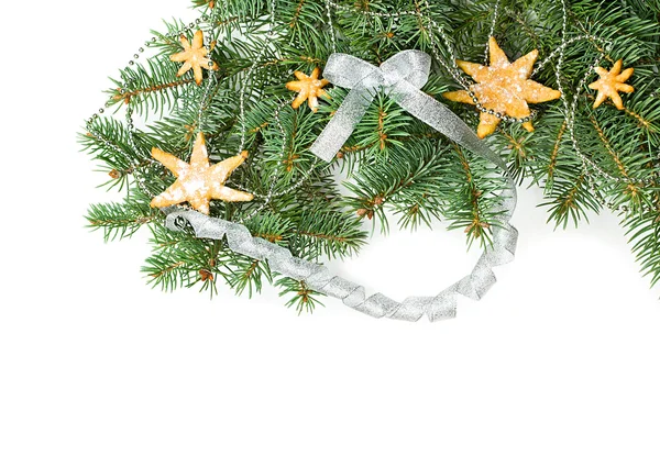 Weihnachtsbordüre mit Dekoration, Neujahrsspielzeug — Stockfoto