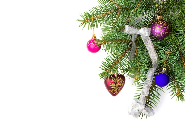 Guirnalda de Navidad, borde con decoración, adorno sobre fondo blanco — Foto de Stock