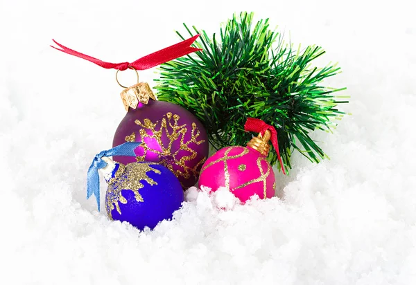 Jul sammansättning, dekoration i vinter snö — Stockfoto