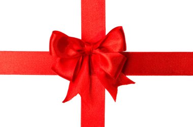 kırmızı saten hediye yay. kaset. beyaz izole