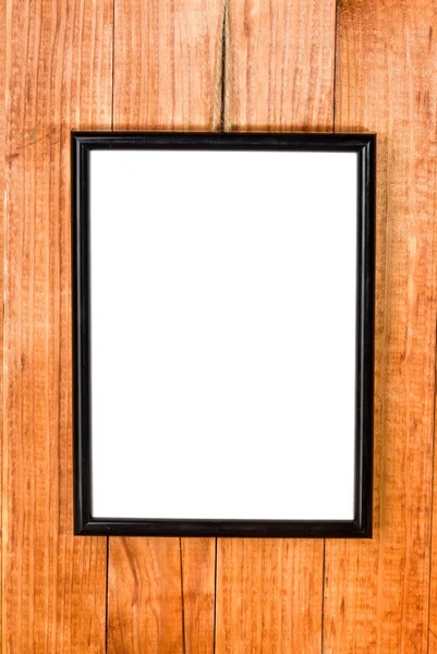 Cadru imagine din lemn pe un fundal albastru din lemn — Fotografie, imagine de stoc