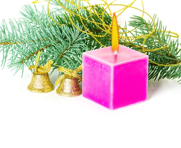 Christmas decoration with candles and bells — Stock Photo, Image