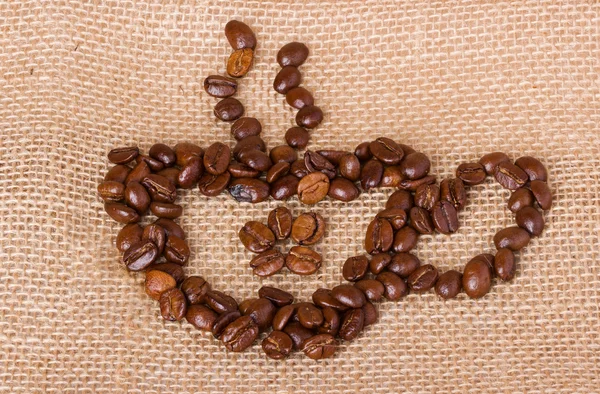 Coffee beans, Cup of coffee — Stock Photo, Image