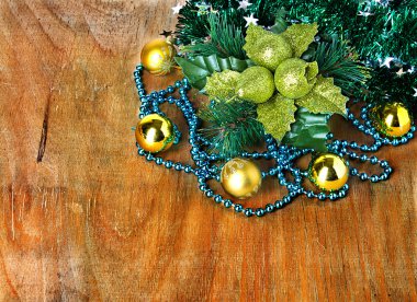 Noel dekorasyon, süsleme ahşap zemin ile sınır