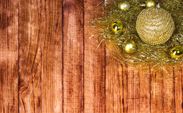 Bordure de Noël avec décoration, ornement sur un fond en bois — Photo