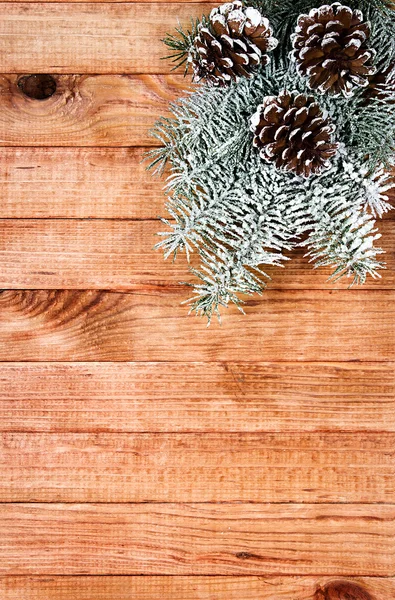 Frontera navideña con decoración, adorno sobre fondo de madera — Foto de Stock