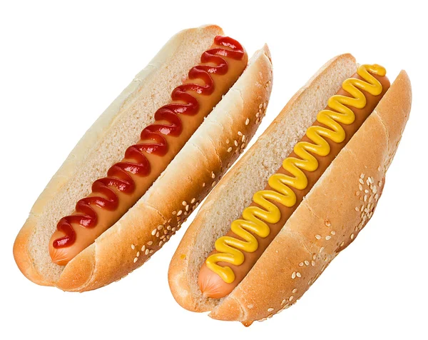 Hot Dog close-up isolado no fundo branco — Fotografia de Stock