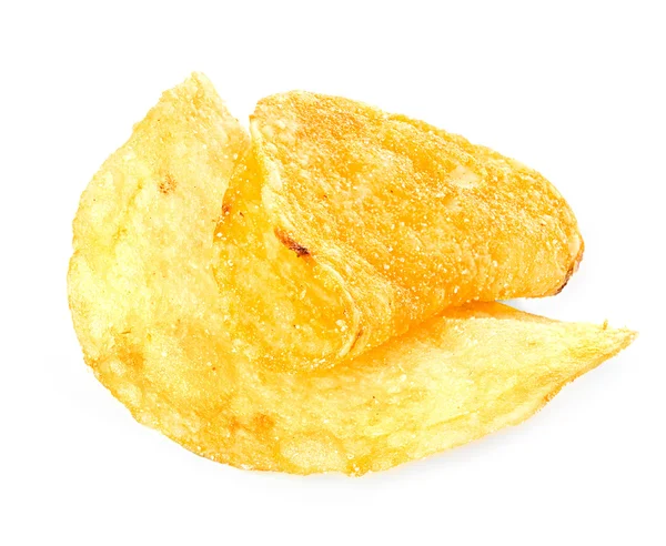 Potato chips close-up isolated on white background — Stok Foto