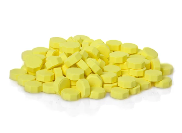 Medical yellow pills capsule isolated — Stock Photo, Image