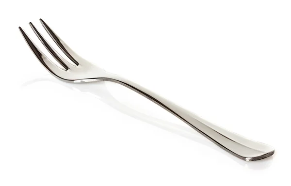 Aço metal pequeno garfo de sobremesa isolado — Fotografia de Stock