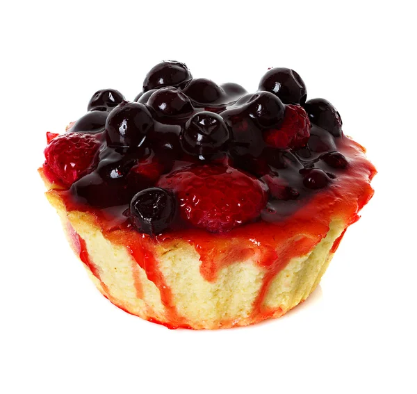 Cupcake with strawberries and blueberries — Stock Photo, Image