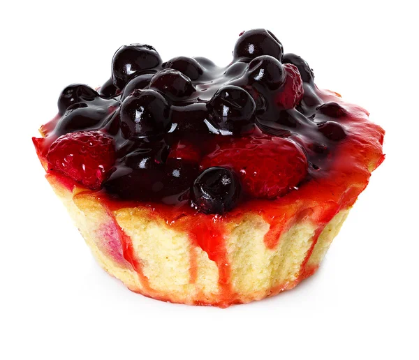 Cupcake with strawberries and blueberries — Stock Photo, Image