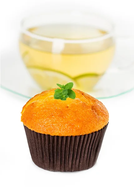 Muffin and a cup of tea — Stock Photo, Image