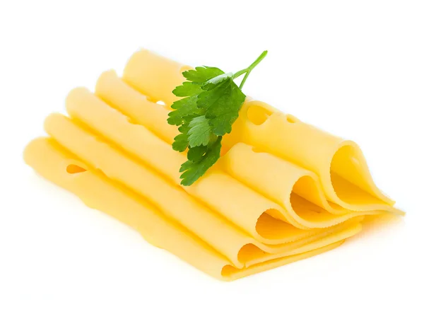 Cheese slices on white background — Stock Photo, Image