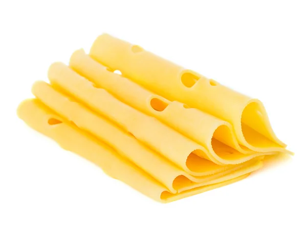 Rebanadas de queso sobre fondo blanco — Foto de Stock